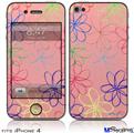 iPhone 4 Decal Style Vinyl Skin - Kearas Flowers on Pink (DOES NOT fit newer iPhone 4S)