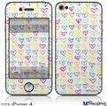 iPhone 4 Decal Style Vinyl Skin - Kearas Hearts White (DOES NOT fit newer iPhone 4S)