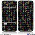iPhone 4 Decal Style Vinyl Skin - Kearas Hearts Black (DOES NOT fit newer iPhone 4S)