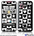 HTC Droid Incredible Skin - Hearts And Stars Black and White