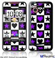 HTC Droid Incredible Skin - Purple Hearts And Stars