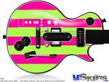 Guitar Hero III Wii Les Paul Skin - Psycho Stripes Neon Green and Hot Pink