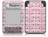 Fight Like A Girl Breast Cancer Ribbons and Hearts - Decal Style Skin fits Amazon Kindle 3 Keyboard (with 6 inch display)