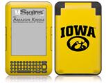 Iowa Hawkeyes Tigerhawk Oval 01 Black on Gold - Decal Style Skin fits Amazon Kindle 3 Keyboard (with 6 inch display)