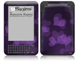 Bokeh Hearts Purple - Decal Style Skin fits Amazon Kindle 3 Keyboard (with 6 inch display)