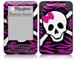 Pink Zebra Skull - Decal Style Skin fits Amazon Kindle 3 Keyboard (with 6 inch display)