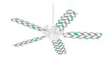 Chevrons Gray And Turquoise - Ceiling Fan Skin Kit fits most 42 inch fans (FAN and BLADES SOLD SEPARATELY)