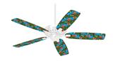 Famingos and Flowers Blue Medium - Ceiling Fan Skin Kit fits most 42 inch fans (FAN and BLADES SOLD SEPARATELY)