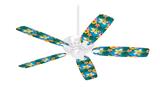 Beach Flowers 02 Blue Medium - Ceiling Fan Skin Kit fits most 42 inch fans (FAN and BLADES SOLD SEPARATELY)