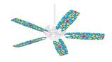 Beach Flowers Blue Medium - Ceiling Fan Skin Kit fits most 42 inch fans (FAN and BLADES SOLD SEPARATELY)