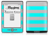 Psycho Stripes Neon Teal and Gray - Decal Style Skin (fits 4th Gen Kindle with 6inch display and no keyboard)