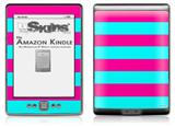 Psycho Stripes Neon Teal and Hot Pink - Decal Style Skin (fits 4th Gen Kindle with 6inch display and no keyboard)