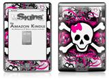 Splatter Girly Skull - Decal Style Skin (fits 4th Gen Kindle with 6inch display and no keyboard)