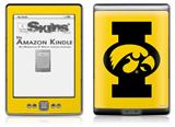 Iowa Hawkeyes Tigerhawk Oval 02 Black on Gold - Decal Style Skin (fits 4th Gen Kindle with 6inch display and no keyboard)