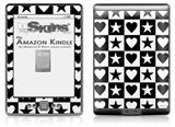 Hearts And Stars Black and White - Decal Style Skin (fits 4th Gen Kindle with 6inch display and no keyboard)