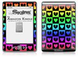 Love Heart Checkers Rainbow - Decal Style Skin (fits 4th Gen Kindle with 6inch display and no keyboard)