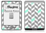 Chevrons Gray And Seafoam - Decal Style Skin (fits 4th Gen Kindle with 6inch display and no keyboard)