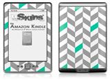 Chevrons Gray And Turquoise - Decal Style Skin (fits 4th Gen Kindle with 6inch display and no keyboard)