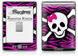 Pink Zebra Skull - Decal Style Skin (fits 4th Gen Kindle with 6inch display and no keyboard)