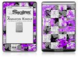 Purple Checker Skull Splatter - Decal Style Skin (fits 4th Gen Kindle with 6inch display and no keyboard)