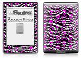 Zebra Pink Skulls - Decal Style Skin (fits 4th Gen Kindle with 6inch display and no keyboard)