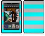 Amazon Kindle Fire (Original) Decal Style Skin - Psycho Stripes Neon Teal and Gray