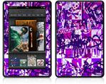 Amazon Kindle Fire (Original) Decal Style Skin - Purple Checker Graffiti