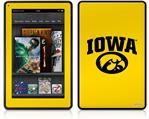 Amazon Kindle Fire (Original) Decal Style Skin - Iowa Hawkeyes Tigerhawk Oval 01 Black on Gold