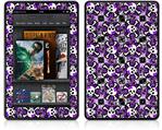 Amazon Kindle Fire (Original) Decal Style Skin - Splatter Girly Skull Purple