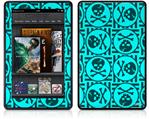 Amazon Kindle Fire (Original) Decal Style Skin - Skull Patch Pattern Blue