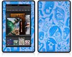 Amazon Kindle Fire (Original) Decal Style Skin - Skull Sketches Blue