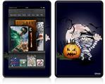 Amazon Kindle Fire (Original) Decal Style Skin - Halloween Jack O Lantern Pumpkin Bats and Zombie Mummy