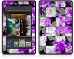 Amazon Kindle Fire (Original) Decal Style Skin - Purple Checker Skull Splatter