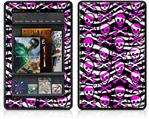 Amazon Kindle Fire (Original) Decal Style Skin - Zebra Pink Skulls