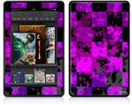 Amazon Kindle Fire (Original) Decal Style Skin - Purple Star Checkerboard