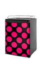 Kegerator Skin - Kearas Polka Dots Pink On Black (fits medium sized dorm fridge and kegerators)