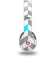 WraptorSkinz Skin Decal Wrap compatible with Beats Solo HD (Original) Chevrons Gray And Aqua (HEADPHONES NOT INCLUDED)