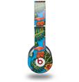 WraptorSkinz Skin Decal Wrap compatible with Beats Solo HD (Original) Famingos and Flowers Blue Medium (HEADPHONES NOT INCLUDED)