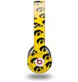 WraptorSkinz Skin Decal Wrap compatible with Beats Solo HD (Original) Iowa Hawkeyes Tigerhawk Tiled 06 Black on Gold (HEADPHONES NOT INCLUDED)