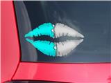 Lips Decal 9x5.5 Ripped Colors Neon Teal Gray
