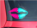 Lips Decal 9x5.5 Ripped Colors Hot Pink Neon Teal