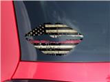 Lips Decal 9x5.5 Painted Faded and Cracked Pink Line USA American Flag