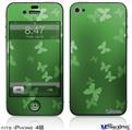 iPhone 4S Decal Style Vinyl Skin - Bokeh Butterflies Green