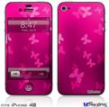 iPhone 4S Decal Style Vinyl Skin - Bokeh Butterflies Hot Pink