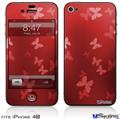 iPhone 4S Decal Style Vinyl Skin - Bokeh Butterflies Red