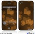 iPhone 4S Decal Style Vinyl Skin - Bokeh Hearts Orange