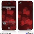 iPhone 4S Decal Style Vinyl Skin - Bokeh Hearts Red