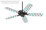 Chevrons Gray And Aqua - Ceiling Fan Skin Kit fits most 52 inch fans (FAN and BLADES SOLD SEPARATELY)