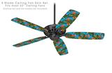 Famingos and Flowers Blue Medium - Ceiling Fan Skin Kit fits most 52 inch fans (FAN and BLADES SOLD SEPARATELY)