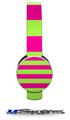 Psycho Stripes Neon Green and Hot Pink Decal Style Skin (fits Sol Republic Tracks Headphones - HEADPHONES NOT INCLUDED) 